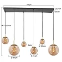 pendant luminaire BOLLIQUE 6 flames E27 IP20, amber, brass, black dimmable