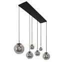 Steinhauer Luminaria colgante BOLLIQUE de 6 llamas E27 IP20, negro regulable