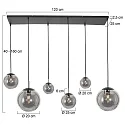 Steinhauer Luminaria colgante BOLLIQUE de 6 llamas E27 IP20, negro regulable