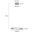 Steinhauer Luminaria colgante RINGLUX IP20, plata regulable