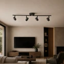 Steinhauer ceiling luminaire BAMBUS 4 flames E14 IP20, wood, black dimmable