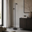 Steinhauer floor lamp BAMBUS 2 flames E14 IP20, wood, black dimmable