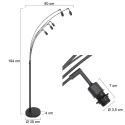 Steinhauer floor lamp BAMBUS 5 flames E14 IP20, wood, black dimmable