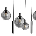 Steinhauer Luminaria colgante BOLLIQUE de 9 llamas GU10 + E27 IP20, negro regulable