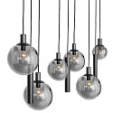 Steinhauer Luminaria colgante BOLLIQUE de 9 llamas GU10 + E27 IP20, negro regulable
