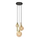 Steinhauer Luminaria colgante BOLLIQUE de 5 llamas GU10 + E27 IP20, latón regulable