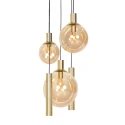 Steinhauer pendant luminaire BOLLIQUE 5 flames GU10 + E27 IP20, brass dimmable