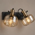 Steinhauer Luminaria de pared GLASLIC de 2 llamas, giratorio, giratorio E27 IP20, color bronce, negro regulable