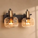 Steinhauer Luminaria de pared GLASLIC de 2 llamas, giratorio, giratorio E27 IP20, color bronce, negro regulable