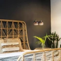 Steinhauer Luminaria de pared GLASLIC de 2 llamas, giratorio, giratorio E27 IP20, color bronce, negro regulable