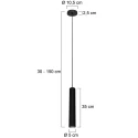 Steinhauer Luminaria colgante TUBEL GU10 IP20, negro regulable
