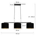 Steinhauer pendant luminaire STANG 3 flames E27 IP20, black dimmable
