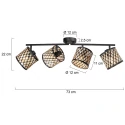 Mexlite Luminaria de techo SUMBA de 4 llamas E14 IP20, negro regulable