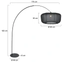 anne light & home arc luminaire CURVE 1 flame E27 IP20, black dimmable
