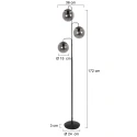 Steinhauer floor lamp BOLLIQUE 3 flames E14 IP20, black dimmable
