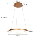 pendant luminaire RINGLEDE 1 flame IP20, gold dimmable