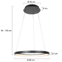 Steinhauer pendant luminaire RINGLEDE 1 flame IP20, black dimmable