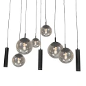 Steinhauer pendant luminaire BOLLIQUE 9 flames E27 + GU10 IP20, black dimmable