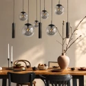 Steinhauer pendant luminaire BOLLIQUE 9 flames E27 + GU10 IP20, black dimmable