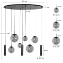 Steinhauer pendant luminaire BOLLIQUE 9 flames E27 + GU10 IP20, black dimmable