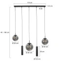 Steinhauer pendant luminaire BOLLIQUE 5 flames E27 + GU10 IP20, black dimmable