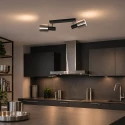 anne light & home Luminaria de techo FJORGARD de 2 llamas E27 IP20, negro regulable
