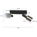anne light & home Luminaria de techo FJORGARD de 2 llamas E27 IP20, negro regulable