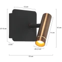 Mexlite Luminaria de pared LUMO de 1 llama IP20, color bronce regulable