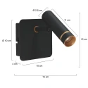 Mexlite Luminaria de pared LUMO de 1 llama IP20, negro regulable