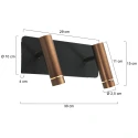 Mexlite Luminaria de pared LUMO de 2 llamas IP20, color bronce regulable