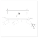 Mexlite ceiling luminaire DOWNLUME 3 flames GU10 IP20, black dimmable
