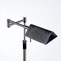 Mexlite Luminaria de pedestal KARL con brazo articulado, ajustable, con regulador táctil IP20, acero cepillado regulable