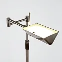 Mexlite Luminaria de pedestal KARL con brazo articulado, ajustable, con regulador táctil IP20, acero cepillado regulable