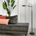 Mexlite Luminaria de pedestal KARL con brazo articulado, ajustable, con regulador táctil IP20, negro mate regulable