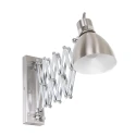 Luminaria de pared SPRING lang, con interruptor, con enchufe, ajustable E27 IP20, acero cepillado regulable