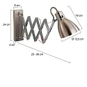 Steinhauer Luminaria de pared SPRING lang, con interruptor, con enchufe, ajustable E27 IP20, acero cepillado regulable