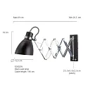 Luminaria de pared SPRING lang, con interruptor, con enchufe, ajustable E27 IP20, negro mate regulable