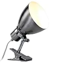 Luminaria de apriete SPRING con interruptor, con enchufe, ajustable E27 IP20, acero cepillado 
