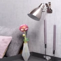 Steinhauer Luminaria de apriete SPRING con interruptor, con enchufe, ajustable E27 IP20, acero cepillado 