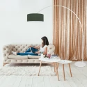 Steinhauer Luminaria de pedestal SPARKLED LIGHT cilíndrico, con interruptor, con pantalla, con enchufe, ajustable E27 IP20, blanco mate 