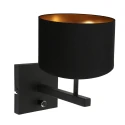 Steinhauer Luminaria de pared STANG arriba, cilíndrico, con pantalla E27 IP20, negro mate regulable