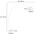 Steinhauer Luminaria de pedestal SPARKLED LIGHT semicircular, con interruptor, con pantalla, con enchufe, ajustable E27 IP20, blanco mate 