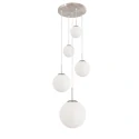 Luminaria colgante BOLLIQUE de 5 llamas, lang E27 IP20, acero cepillado regulable