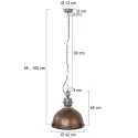 Steinhauer Luminaria colgante BIKKEL - Ø 42CM de 1 llama, medio E27 IP20, marrón, pied regulable
