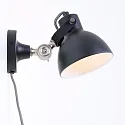 Mexlite Luminaria de pared CERA con interruptor, con enchufe, ajustable E27 IP20, negro mate regulable