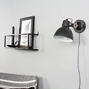 Mexlite Luminaria de pared CERA con interruptor, con enchufe, ajustable E27 IP20, negro mate regulable