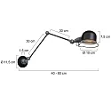 Mexlite Luminaria de pared DAVIN lang, con interruptor, con brazo articulado E14 IP20, negro mate 