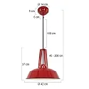 Mexlite Luminaria colgante EDEN abajo, de 1 llama, redondo E27 IP20, rojo regulable