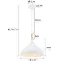 Mexlite Luminaria colgante BJORR - Ø 33CM de 1 llama, pequeño, alto E27 IP20, blanco mate regulable