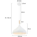 Mexlite Luminaria colgante BJORR - Ø 45CM de 1 llama, grande, plano E27 IP20, blanco mate regulable